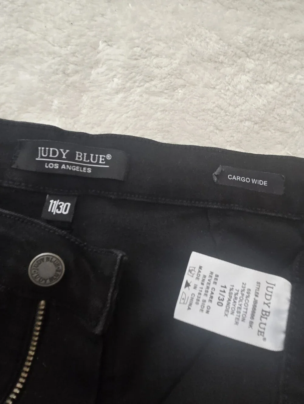Judy Blue Black High-Rise Cargo Wide Leg Skater Stretch Utility Jeans, 11/30